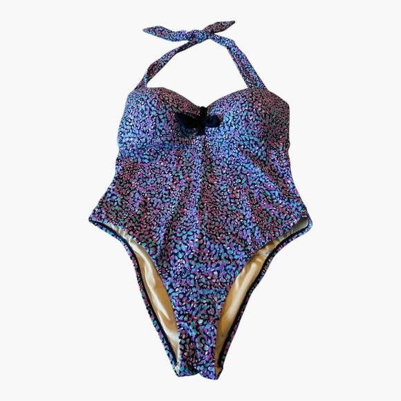 NEW Swimsuits for All Tie Front Halter One Piece Blue Pink Halter Swimsuit 16 - Picture 4 of 16